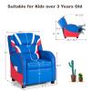 Costzon Kids Recliner, Gaming Recliner Chair w/Footrest, Headrest, Lumbar Support & Side Pockets, Ergonomic Leather Lounge Chair for Living & Gaming Room, Adjustable Recliner Sofa for Boys Girls, Blue view 3
