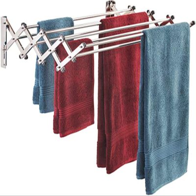 GXFWJD Drying Rack Airers Stainless Steel Space-Saving Towel Rack Wall Mounted Retractable Huge Capacity Drying Rack for Hanging Towels Indoor and Outdoor Use (Color : Silver, Size : 100cm)
