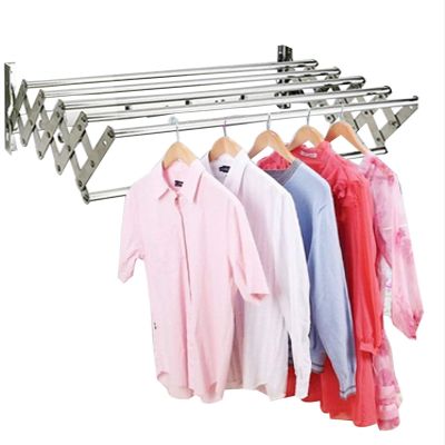 GXFWJD Drying Rack Airer Clothes Drying Rack to Hang On Radiators Or in The Balcony Small Clothesline Stainless Indoor and Outdoor Use Wall-Mounted (Color : Silver, Size : 50cm)