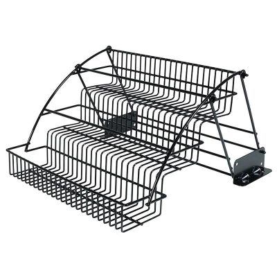 Gdrasuya10 3 Tier Pull Down Spice Rack Organizer for Cabinet Pantry or Countertop, Metal Wrought Iron Kitchen Step Storage Holder Wall Shelf with Protection Railing for Spices and Jars, Black