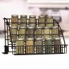 Gdrasuya10 3 Tier Pull Down Spice Rack Organizer for Cabinet Pantry or Countertop, Metal Wrought Iron Kitchen Step Storage Holder Wall Shelf with Protection Railing for Spices and Jars, Black view 3
