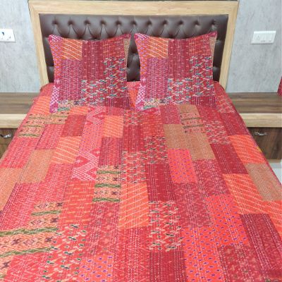 Blanket Bedding Bedspread Bed Kantha Vintage Handmade Silk Patchwork Indian Art Cover India Sari Bohemian Spreads Washed Patola Spread Quilt