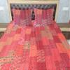 Blanket Bedding Bedspread Bed Kantha Vintage Handmade Silk Patchwork Indian Art Cover India Sari Bohemian Spreads Washed Patola Spread Quilt view 1