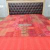 Blanket Bedding Bedspread Bed Kantha Vintage Handmade Silk Patchwork Indian Art Cover India Sari Bohemian Spreads Washed Patola Spread Quilt view 3