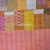 Blanket Bedding Bedspread Bed Kantha Vintage Handmade Silk Patchwork Indian Art Cover India Sari Bohemian Spreads Washed Patola Spread Quilt view 4