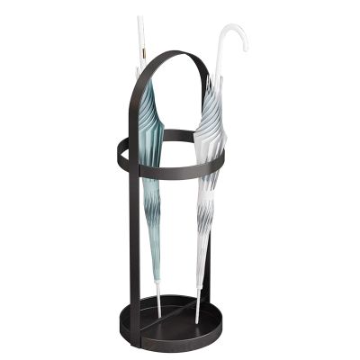 Umbrella Racks Metal Umbrella Stand Holder, Modern Light Luxury Hotel Office Entrance Decoration Umbrella Basket, Umbrella Bucket with Drip Tray and Hook (Color : Black)