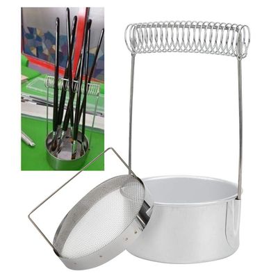 Pssopp Paint Brush Cleaner, Brush Washer Aluminum Brush Wash Pot with Handle Filter Screen Brush Cleaner Painting Tools for Oil Painting and Watercolour