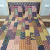 Blanket Bedding Bedspread Bed Kantha Vintage Handmade Silk Patchwork Indian Art Cover India Sari Bohemian Spreads Washed Patola Spread Quilt view 1