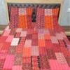 Blanket Bedding Bedspread Bed Kantha Vintage Handmade Silk Patchwork Indian Art Cover India Sari Bohemian Spreads Washed Patola Spread Quilt view 1