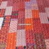 Blanket Bedding Bedspread Bed Kantha Vintage Handmade Silk Patchwork Indian Art Cover India Sari Bohemian Spreads Washed Patola Spread Quilt view 2