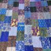 Blanket Bedding Bedspread Bed Kantha Vintage Handmade Silk Patchwork Indian Art Cover India Sari Bohemian Spreads Washed Patola Spread Quilt view 2