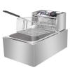 ZOKOP EH81 2500W MAX 110V 6.3QT6L Stainless Steel Single Cylinder Electric Fryer US Plug, ,Electric Deep Fryer Frying Basket, Stainless Steel,White view 2