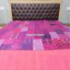 Blanket Bedding Bedspread Bed Kantha Vintage Handmade Silk Patchwork Indian Art Cover India Sari Bohemian Spreads Washed Patola Spread Quilt view 3