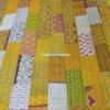 Blanket Bedding Bedspread Bed Kantha Vintage Handmade Silk Patchwork Indian Art Cover India Sari Bohemian Spreads Washed Patola Spread Quilt view 2
