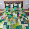 Blanket Bedding Bedspread Bed Kantha Vintage Handmade Silk Patchwork Indian Art Cover India Sari Bohemian Spreads Washed Patola Spread Quilt view 1