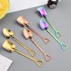 4PCS Coffee Spoon Cutlery Set Stainless Steel Retro Iron Shovel Ice Cream Spoon Scoop Creative Spoon tea-spoon Fashion Tableware (4Pcs Gold A) view 2