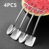 4PCS Coffee Spoon Cutlery Set Stainless Steel Retro Iron Shovel Ice Cream Spoon Scoop Creative Spoon tea-spoon Fashion Tableware (4Pcs Gold A) view 4