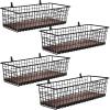 4 Set [Extra Large] Portable Metal Farmhouse Wall Decor Storage Organizer Basket Bin with Handles and Floating Shelves for Hanging in Entryway,Bathroom,Kitchen-Wall Mount Hooks Included (4, Black) view 2