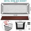 4 Set [Extra Large] Portable Metal Farmhouse Wall Decor Storage Organizer Basket Bin with Handles and Floating Shelves for Hanging in Entryway,Bathroom,Kitchen-Wall Mount Hooks Included (4, Black) view 4
