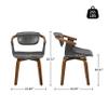 Art Leon Desk Chair No Wheels, Mid Century Modern Swivel Accent Chair, Faux Leather Home Office Desk Chair for Small Spaces Living Room Bedroom, Gray view 2