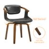 Art Leon Desk Chair No Wheels, Mid Century Modern Swivel Accent Chair, Faux Leather Home Office Desk Chair for Small Spaces Living Room Bedroom, Gray view 3