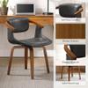 Art Leon Desk Chair No Wheels, Mid Century Modern Swivel Accent Chair, Faux Leather Home Office Desk Chair for Small Spaces Living Room Bedroom, Gray view 4