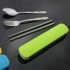 Cabilock 3-pc Stainless Steel Silverware Set Pull-down Storage Box Lunchbox Silverware Set for Camping Office Travel view 3