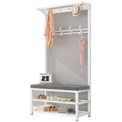 XINGLL Coat Rack Stand Clothes Rack Stand, 3-in-1 Design with Bench, Strong Load-Bearing, Home Hallway Entryway Storage for Garment Shoe Hat Purse Umbrella, Space-Saving