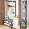 XINGLL Coat Rack Stand Clothes Rack Stand, 3-in-1 Design with Bench, Strong Load-Bearing, Home Hallway Entryway Storage for Garment Shoe Hat Purse Umbrella, Space-Saving view 2