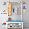 XINGLL Coat Rack Stand Clothes Rack Stand, 3-in-1 Design with Bench, Strong Load-Bearing, Home Hallway Entryway Storage for Garment Shoe Hat Purse Umbrella, Space-Saving view 3