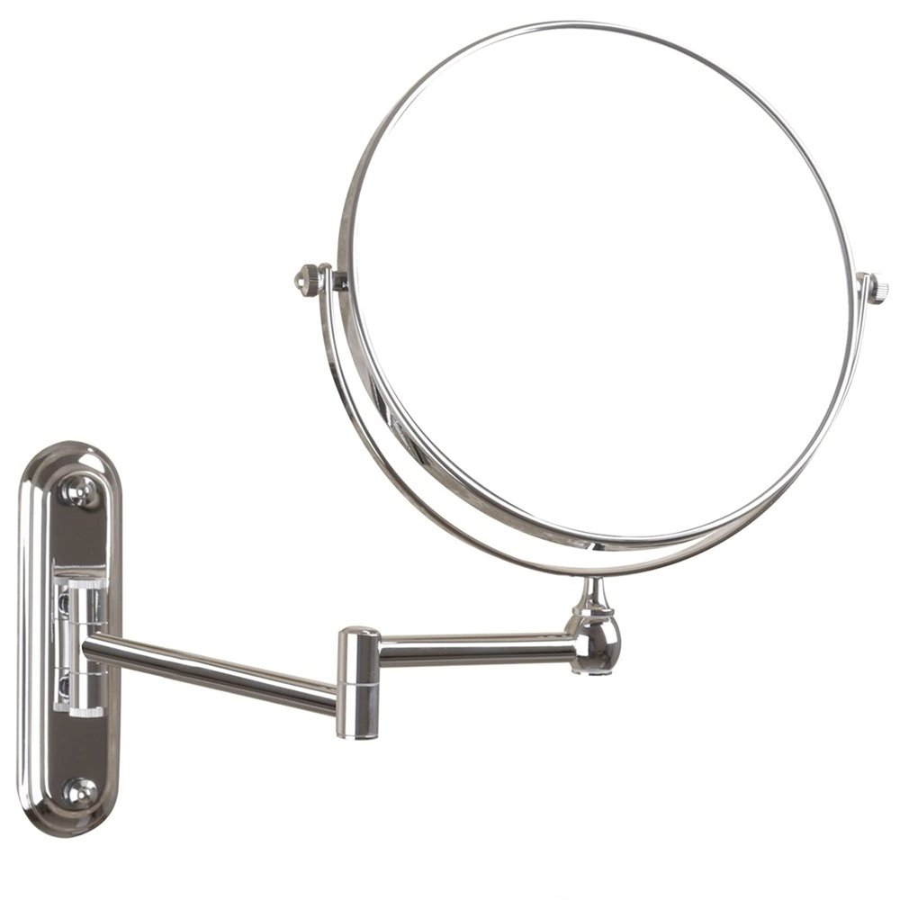 Wall Mounted Makeup Mirrors, 8 Inch Double Sided Vanity Mirrors with Magnifying, Bathroom Extendable 360 Swivel Mirrors,Chrome,7X