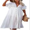 TSQFE Women Sexy Kimono Cover Ups Beachwear Turkish Kaftans Long Swimsuit Cover up Caftan Beach Dress (Color : H-White) view 1