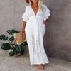 TSQFE Women Sexy Kimono Cover Ups Beachwear Turkish Kaftans Long Swimsuit Cover up Caftan Beach Dress (Color : H-White) view 2