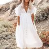 TSQFE Women Sexy Kimono Cover Ups Beachwear Turkish Kaftans Long Swimsuit Cover up Caftan Beach Dress (Color : H-White) view 3