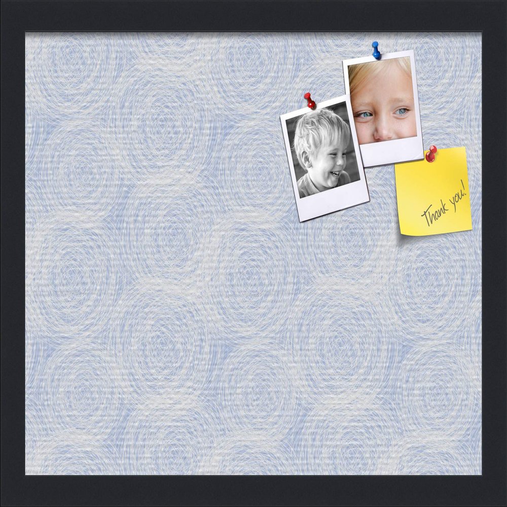 PinPix ArtToFrames 16x12 Custom Cork Bulletin Board Circles Sketch Mill White Poster Board Has a Fabric Style Canvas Finish, Framed in Satin Black (PinPix-1927)