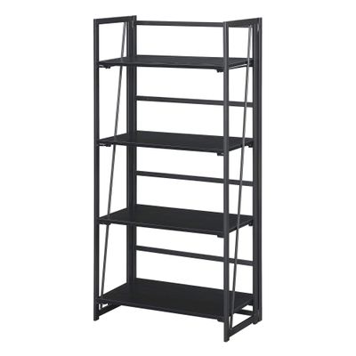 Convenience Concepts Xtra Folding 4-Tier Bookshelf, Black/Black
