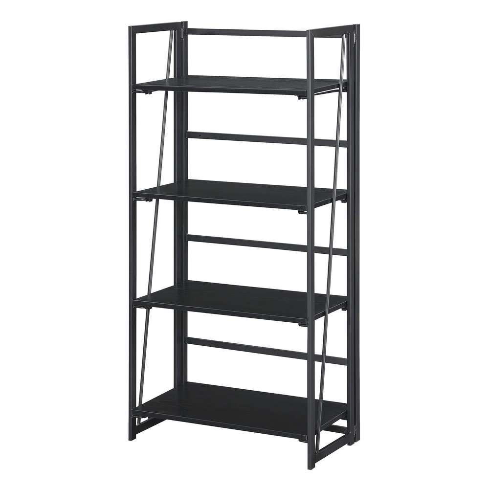 Convenience Concepts Xtra Folding 4-Tier Bookshelf, Black/Black