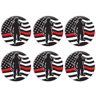 Beistle 6 Piece Firefighter Appreciation Pinback Button Badge Pins USA Patriotic Party Supplies And Favors