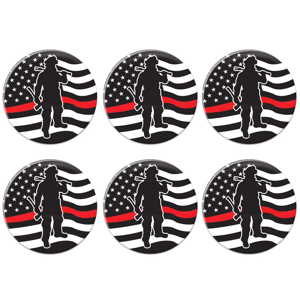 Beistle 6 Piece Firefighter Appreciation Pinback Button Badge Pins USA Patriotic Party Supplies And Favors