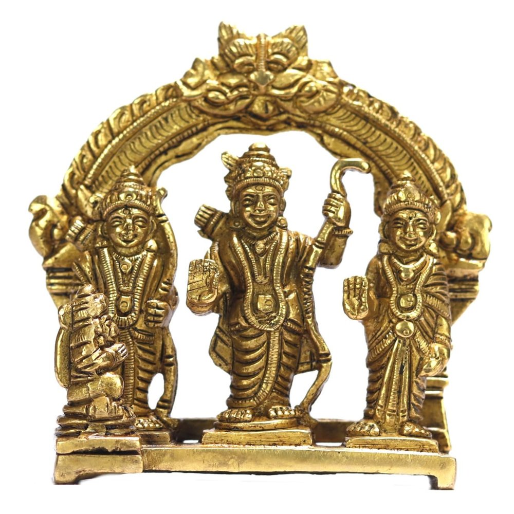ASHIRWAD Brass Ram Darbar Murti Lord Ram Sita Lakshman Hanuman ji Idol Statue (RamDarbar-02)