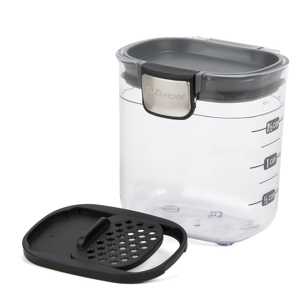 ProKeeper+ by Progressive International Clear Plastic Airtight Food Baker's Kitchen Storage Organization Container Canister Set with Magnetic Accessories (Mini 1.5-Cup)