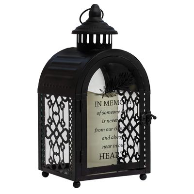 Always Pray Black 9.75 x 5.5 Wood and Glass Decorative Candle Lantern