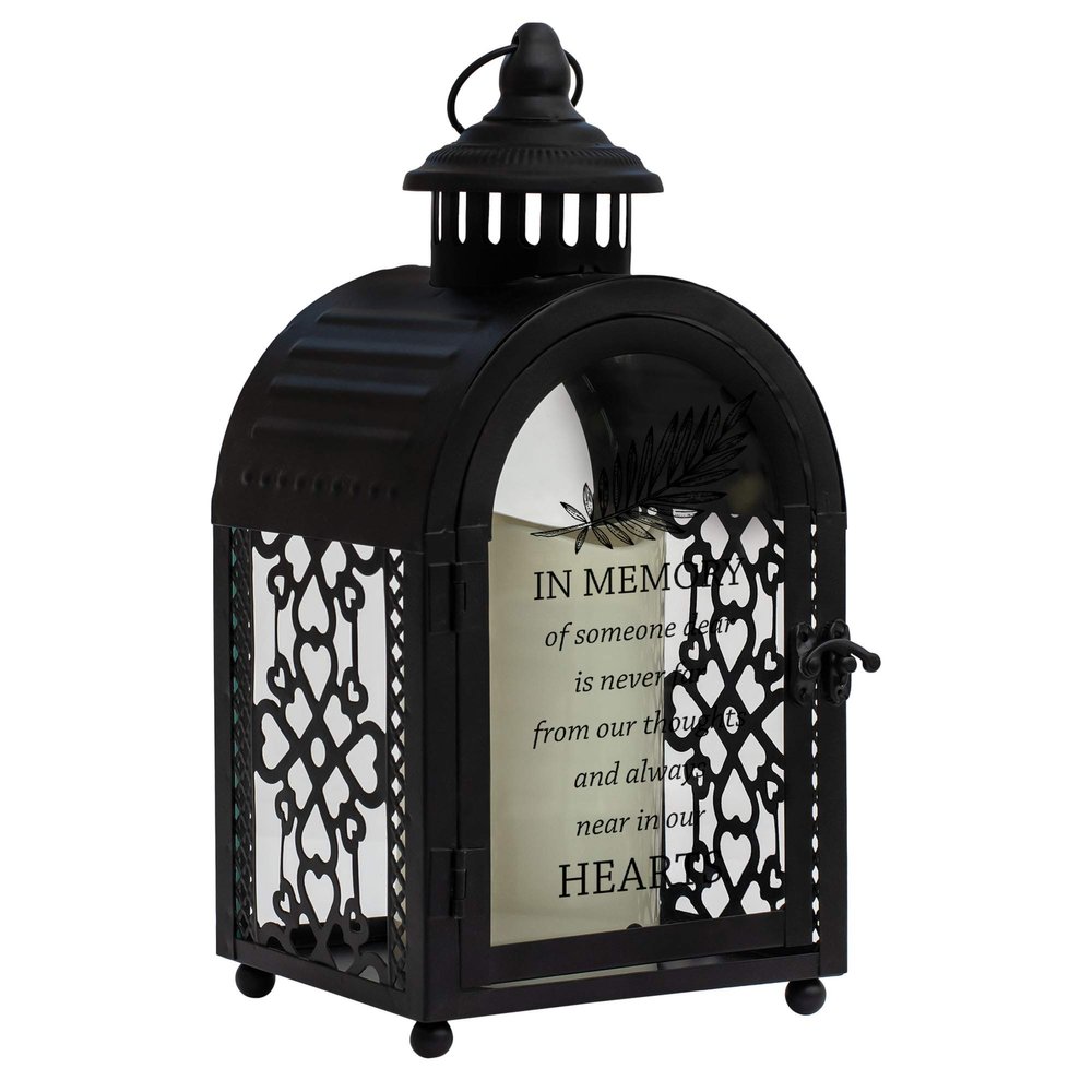Always Pray Black 9.75 x 5.5 Wood and Glass Decorative Candle Lantern