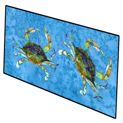 Caroline's Treasures 8656HRM2858 Blue Crab on Blue Indoor or Outdoor Runner Mat 28x58, 28H x 58W, Multicolor