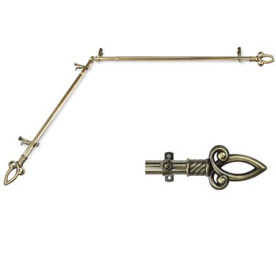 A&F Rod Dcor - Scepter 13/16" Corner Window Curtain Rod 120-170" - Antique Brass