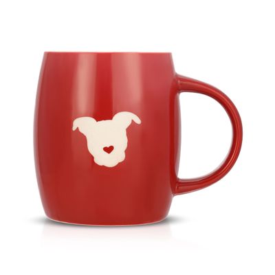 The Gentle Pit Etched Ceramic Rescue Dog Love Coffee Mug (Red Exterior)