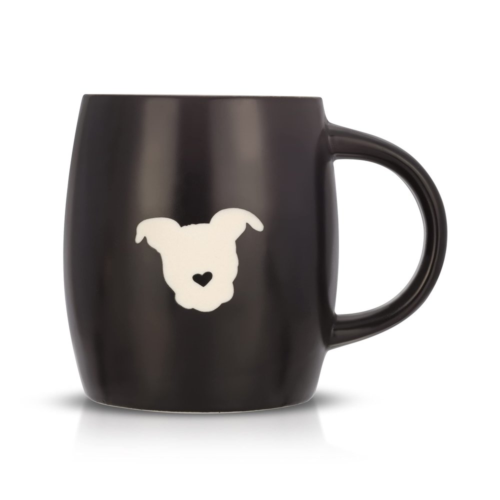 The Gentle Pit Etched Ceramic Rescue Dog Love Coffee Mug (Black Exterior)