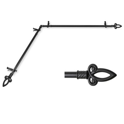A&F Rod Dcor - Scepter 13/16" Corner Window Curtain Rod 120-170" - Black