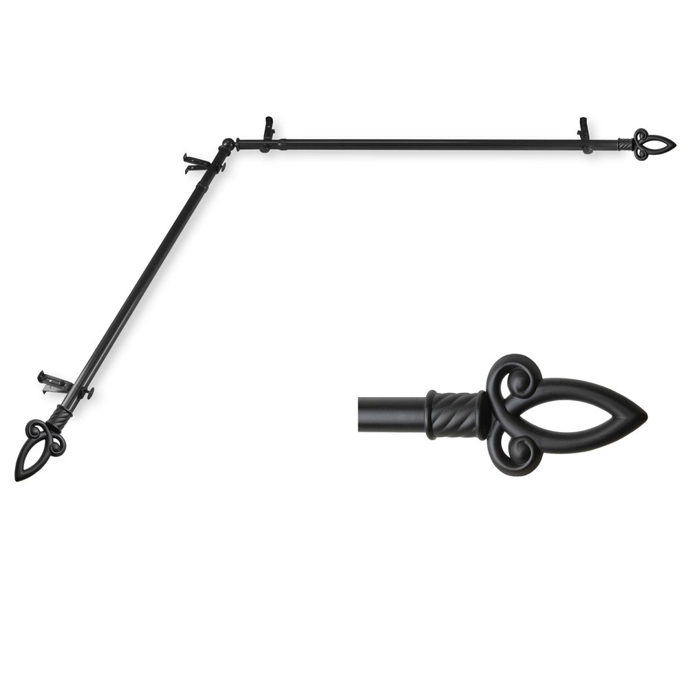 A&F Rod Dcor - Scepter 13/16" Corner Window Curtain Rod 120-170" - Black