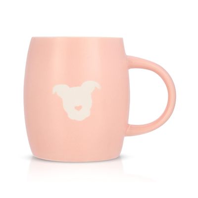The Gentle Pit Etched Ceramic Rescue Dog Love Coffee Mug (Pink Exterior)